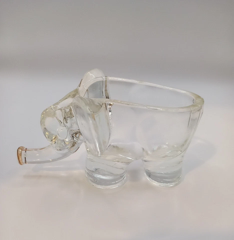 Crystal Glass Elephant Trinket Dish Ornament Made In Taiwan - Image 4 of 4
