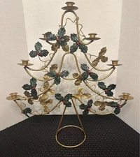 Vintage Metal/Brass Christmas Tree Candle Holder- holds 7 candles