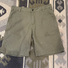 Carhartt Mens Rugged Flex Relaxed Fit Canvas Work Shorts Green BS2514-M Size 36