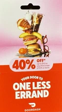 DoorDash Coupon 40% Off Your First Order of $15 or more expires: March 31, 2026