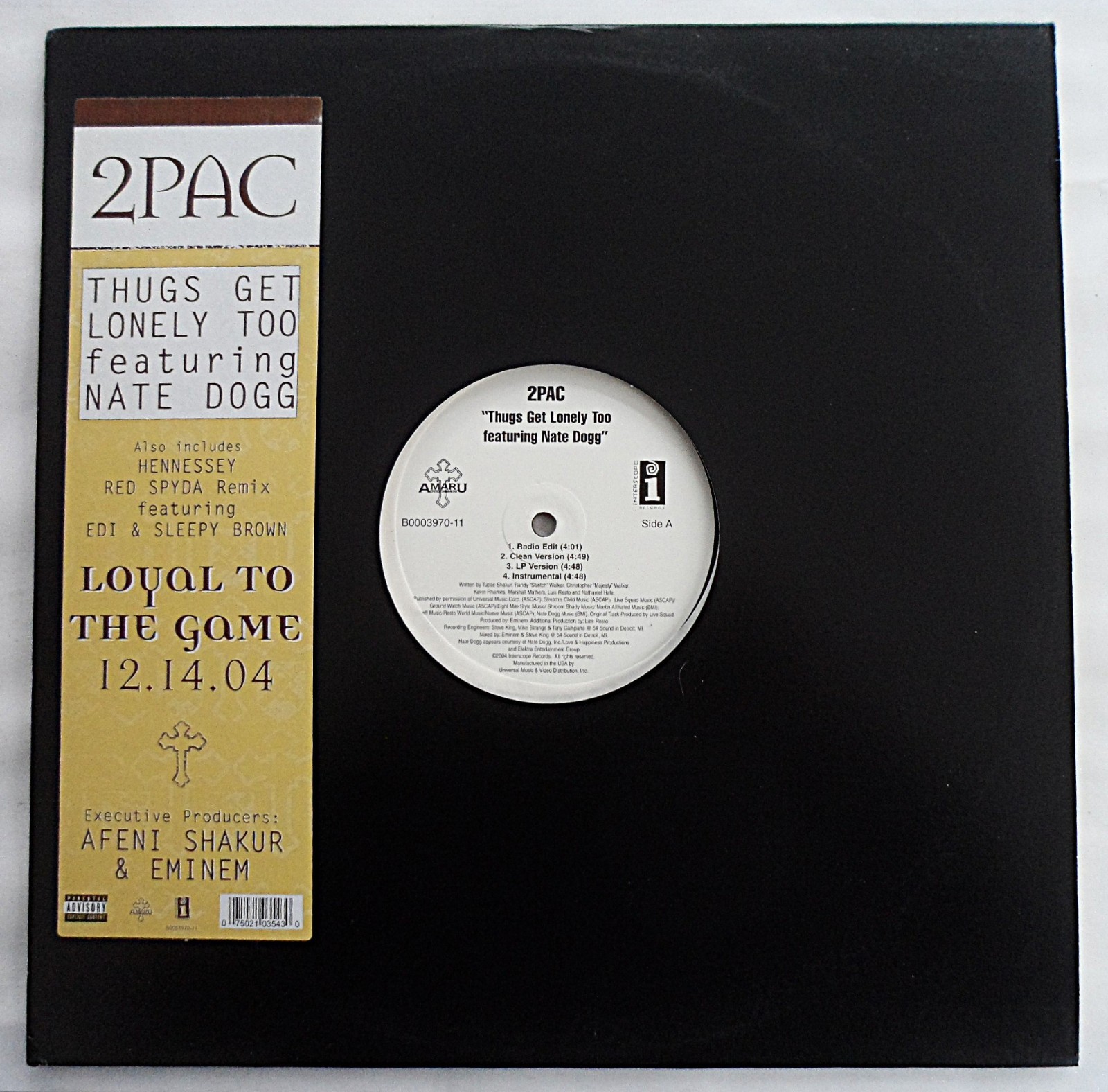 2PAC feat. NATE DOGG - THUGS GET LONELY TOO 12"" VINYL 2004 B0003970-11 *VG+/G+*