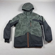 Obermeyer Ski Jacket Teen XL 18 Hooded Insulated Green Black Winter Snow