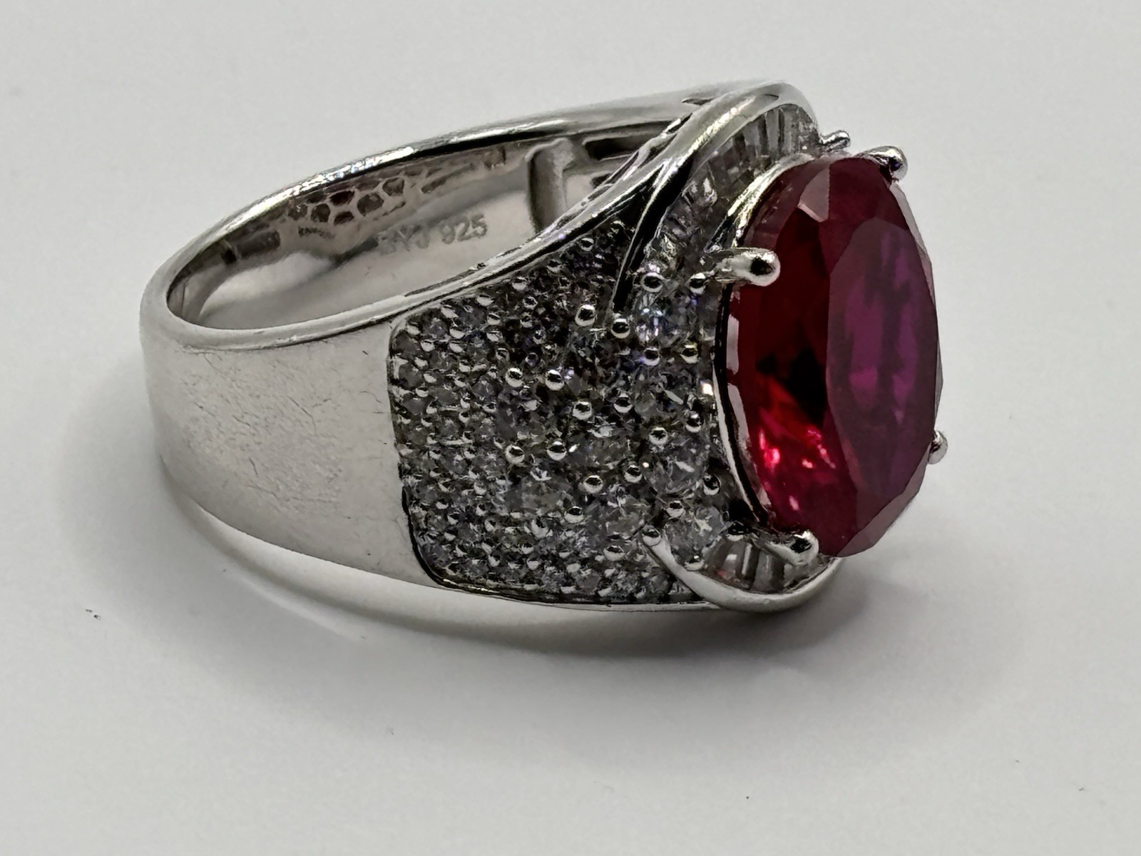 Designer BYJ Large Simulated  Ruby and Diamonds S… - image 1