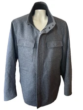 J Hart Scaffner Marx Charcoal Grey Wool Military Style Pea Coat Men Jacket L