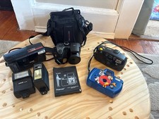 Vintage Camera Estate Lot - GE X400 Digital, Minolta, Kodak, Looney  Flashes.