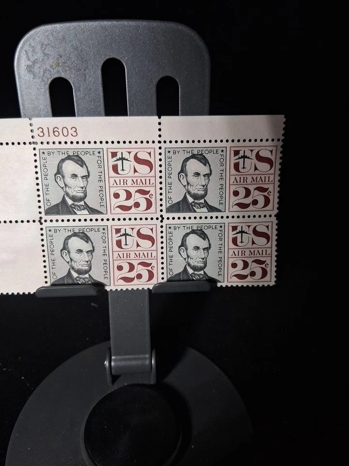 ABRAHAM LINCOLN 25 CENT AIR POST STAMP C-59 PLATE BLOCK - Image 4 of 4