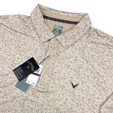 Callaway Opti Dry Mens XXL Beige Geometric Golf Polo Shirt