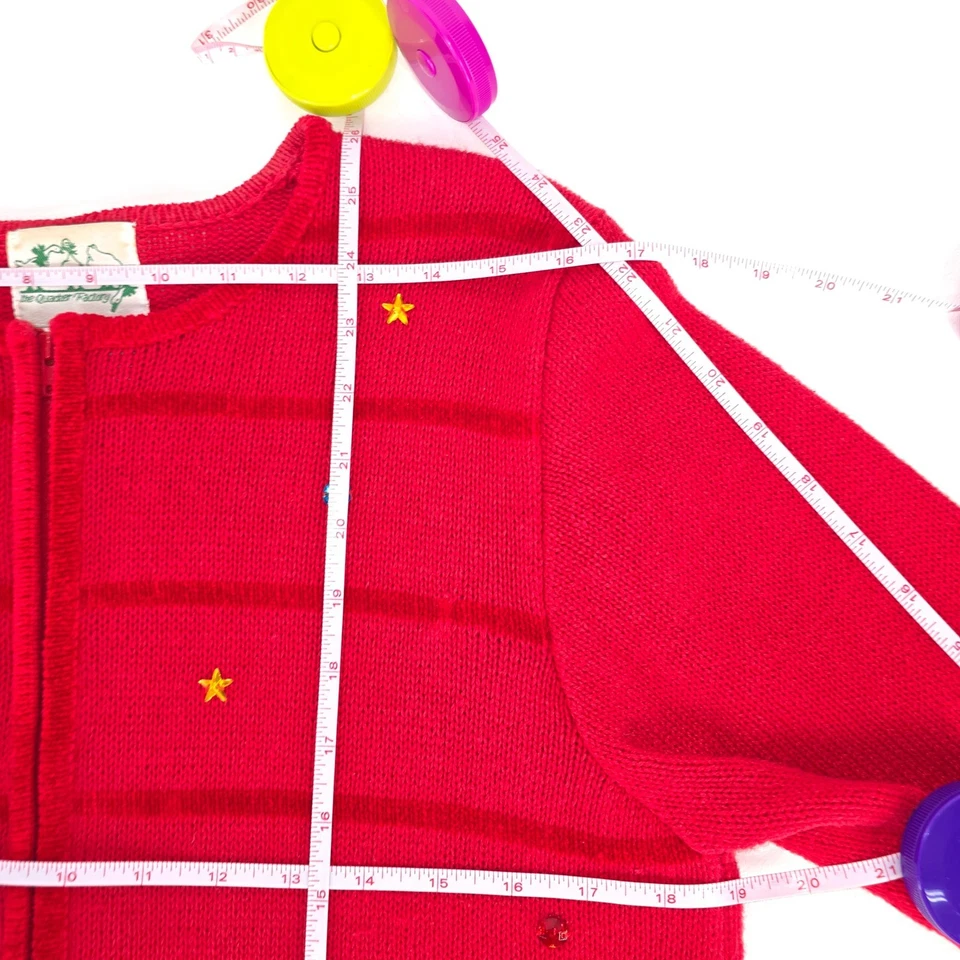 Quacker Factory Christmas Sweater Women's Medium Red Zip‑Up Embellished Reindeer - Image 4 of 4