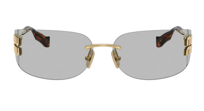 Miu Miu MU A51S 5AK50K Unisex Rectangle Sunglasses in Gold  display picture 3
