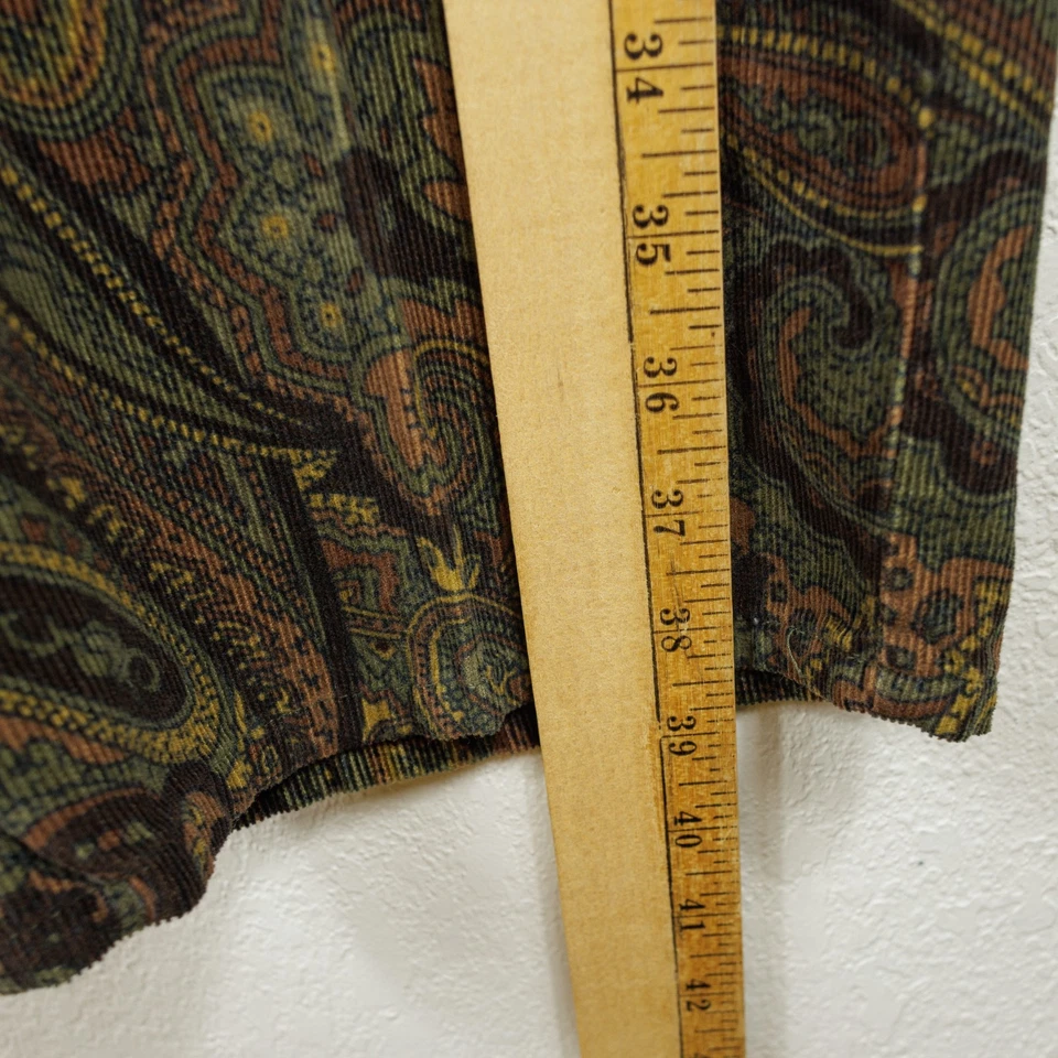 Chadwick's 女式灯芯绒裤子佩斯利花卉波西米亚节日 - 12P 码绿色 — 第 3/4 张图片