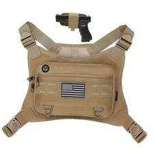 Sports Chest Pack for Men Front Chest Bag Fits Most Pistols Chest Coyote Brown