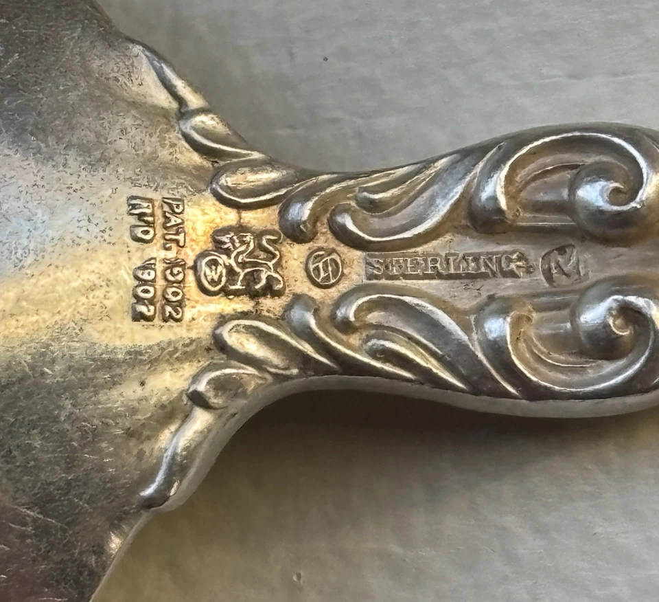 JUEGO TENEDOR, CUCHARA, CUCHILLO WHITING LILY STERLING 1902 MARCA ANTIGUA PAT. FECHA Foto 4 de 4