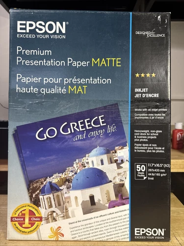 Epson S041260 Premium Matte 11.75" x 16.5" Pres. Paper - Bright WT (50/PK) Open