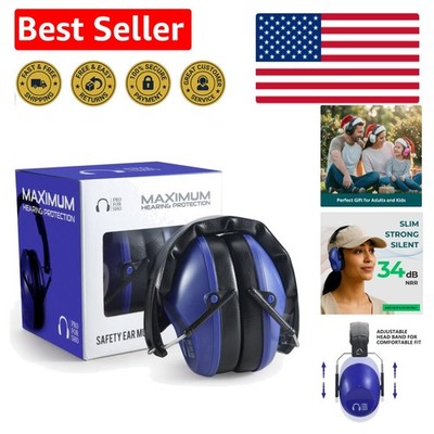 34 dB NRR Hearing Protection Earmuffs - Engineered for Comfort & Maximum Safety