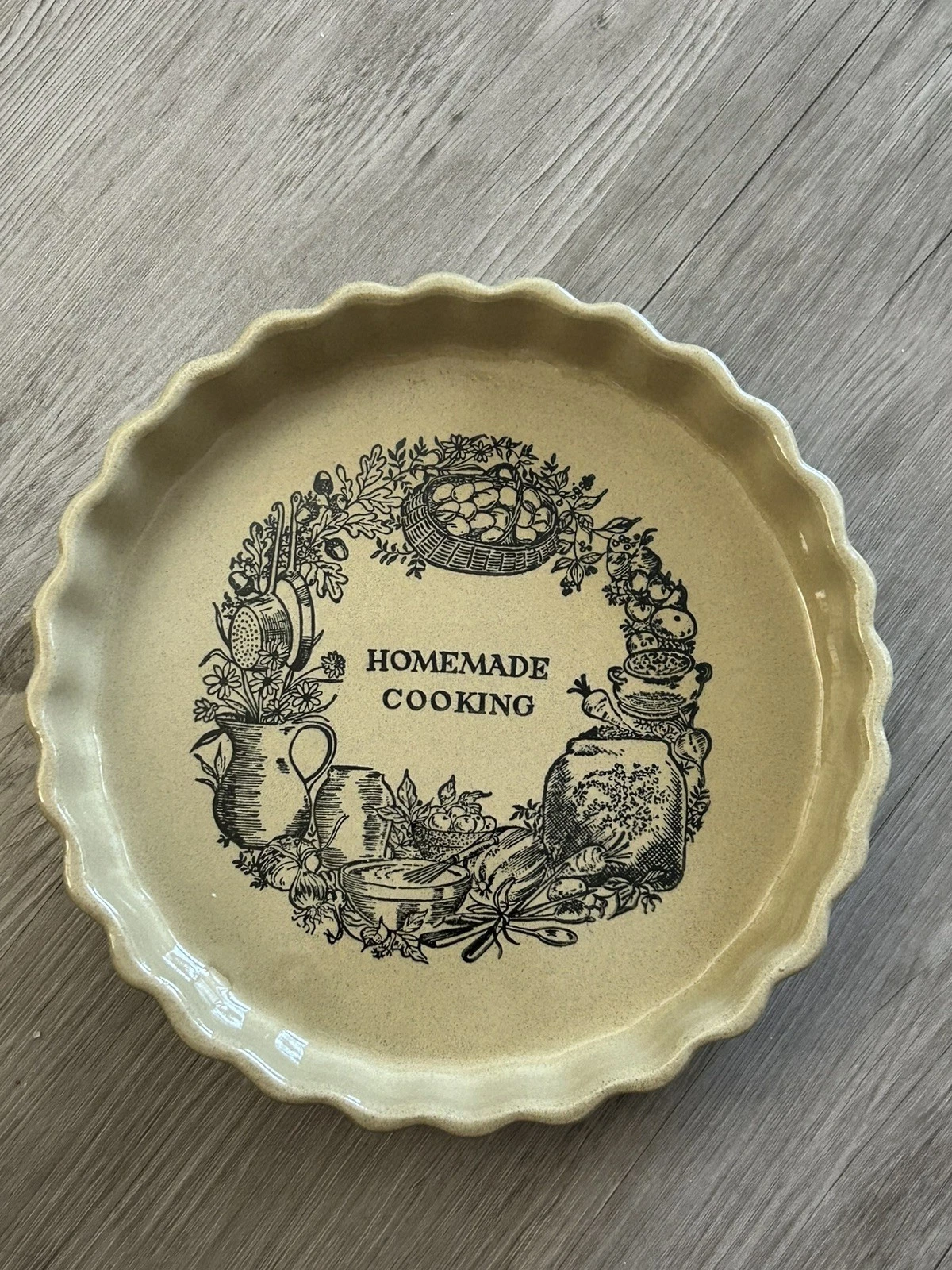VINTAGE MOIRA STONEWARE HOMEMADE COOKING PIE / FLAN DISH 24CM