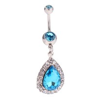 Dame Edelstahl Kristall Wassertropfen Bauchnabel Ring Nabel KöRperschmuck