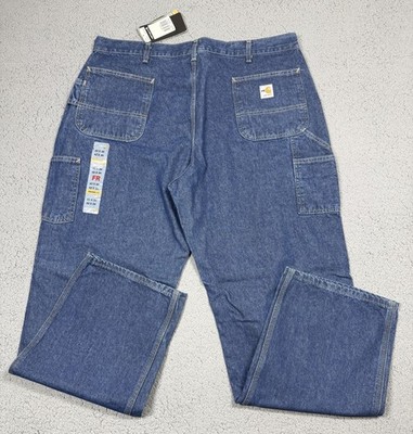 NWT Carhartt FRB13-DNM Jeans Mens 42x34 Med Wash Blue Relaxed FR Dungaree Work