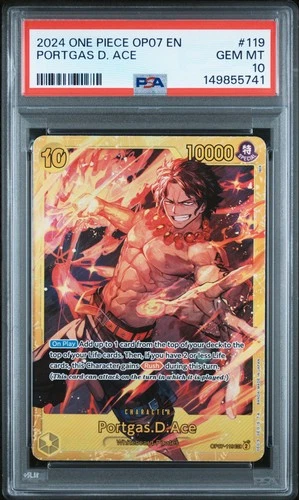 2024 ONE PIECE OP07-500 YEARS IN THE FUTURE #119 PORTGAS D. ACE PSA 10