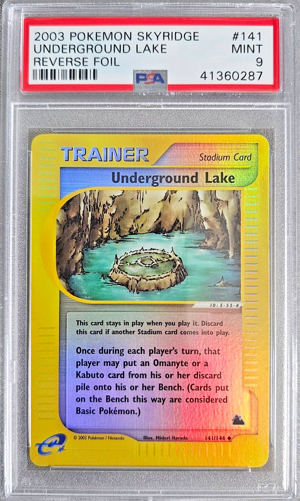 PSA 9 Underground Lake Reverse Holo 141/144 Skyridge 2003 Pokemon Card