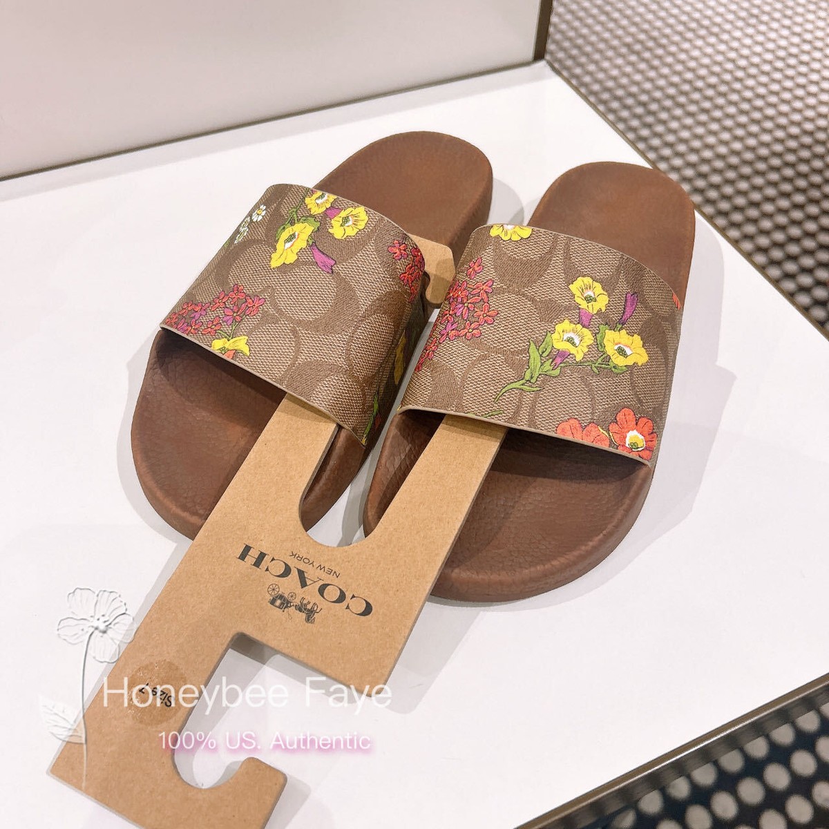 NWT Coach Women's Uli Sport Slide With Floral Print CR811 ( Fast