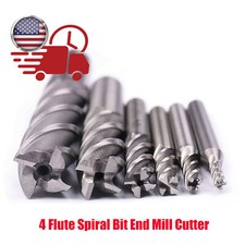 6pc HSS CNC 4 Flute Spiral Bit End Mill Cutter 1/8 3/16 1/4 5/16 5/8 1/2" in US