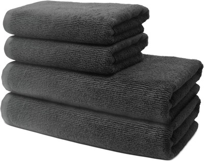 Badetuch Set - 2 Erwachsenentücher 70x140cm + 2 Handtücher 50x100cm Baumwolle - grau 