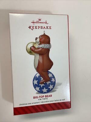 BIG TOP BEAR Tin Toys 2014 Hallmark Christmas Holiday Ornament NIB 1st in Series