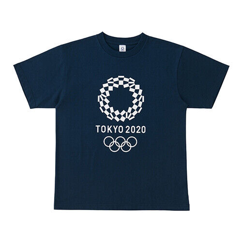 Tokyo2020 Olympic Games emblem T-shirt Tee Cropping back print Navy New Official - Picture 1 of 4