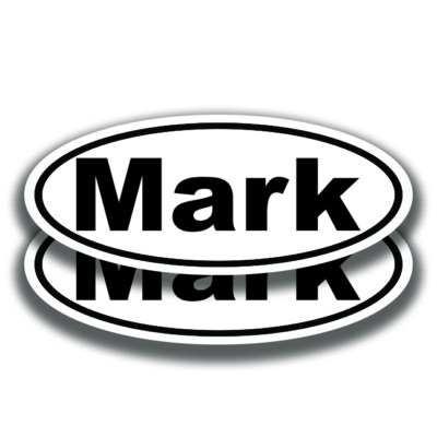 MARK NAME DECALs 2 Stickers Bogo Car Truck Bumper Window