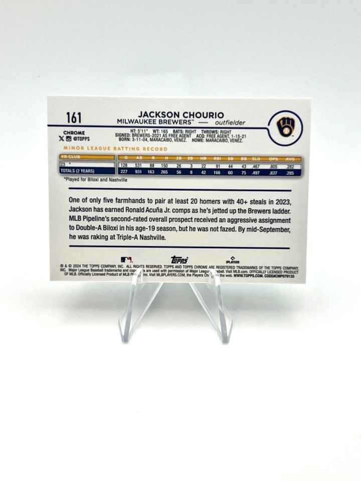 2024 Topps Chrome Logofractor Edition Jackson Chourio (RC) 161