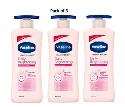 3 x Vaseline Healthy Bright tägliche Aufhellung gleichmäßiger Ton Lotion, 20,3 oz/600 ml