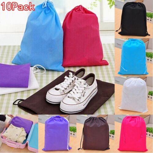 10Pcs Travel Sport Storage Bags Non-Woven Pouch Shoes Drawstring Dust-Proof Bags - Afbeelding 1 van 18