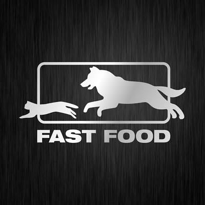 Fast Food Fastfood Hund Katze Dog Cat Silber Auto Vinyl Decal Sticker Aufkleber