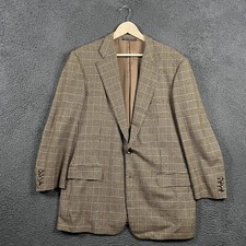 Ermenegildo Zegna Saks Fifth Avenue Sport Coat Mens 46R Brown Plaid Wool Formal