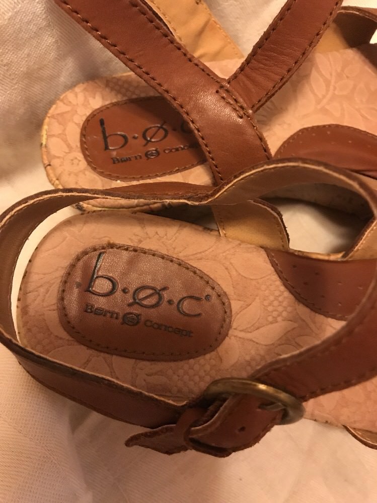 BOC Born Wedge Sandals Cork Strappy Buckle Ankle