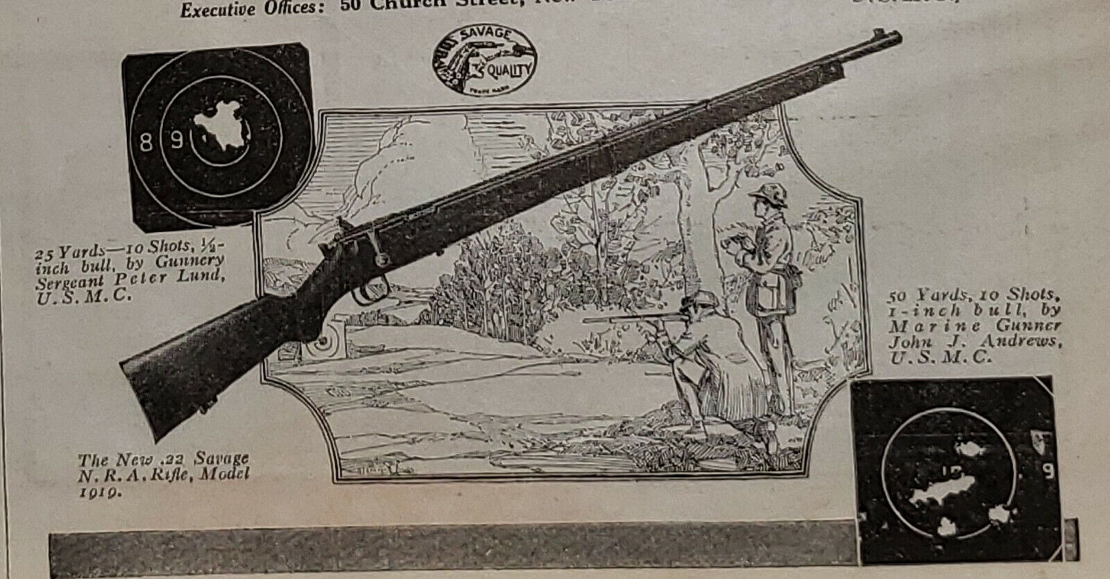 1919 .22 SAVAGE N.R.A. Rifle, Model 1919 Print Ad from The Literary Digest 1RT37