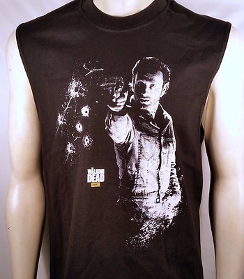 THE WALKING DEAD SHOOTING RICK ZOMBIE HORDE SHOTS FIRED AMC MUSCLE SHIRT S-2X