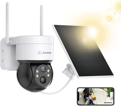 PT Kamera Wireless 4MP, Pan 350° Tilt 90° Security 2.4G WiFi Kamera 2K & Solar P