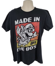 Nintendo Raccoon Super Mario Bros 3 Made in the 80's T-Shirt Mens L Black