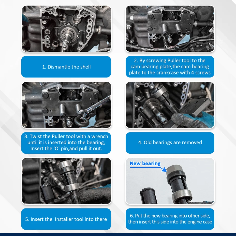 Inner Cam Bearing Installer & Puller Toolbox For Harley 99-17 Twin Cam 88 96 103 - Изображение 2 из 4