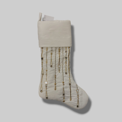 $168 Neiman Marcus White Draping Crystal Christmas Stocking