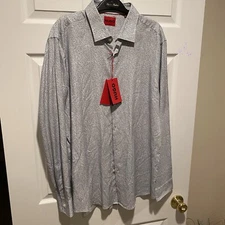 Hugo Boss Men's Kenno Slim Fit Floral Print Cotton Dress Shirt Size 17 (43) NWT