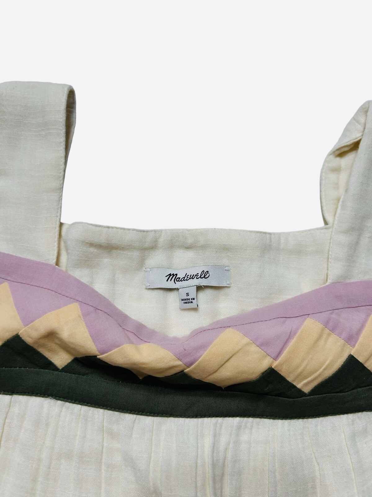 Madewell Patchwork Square Neck Top Short Sleeve S… - image 3