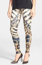 Arthur George by R. Kardashian Print Control Top Leggings Gold Size Medium