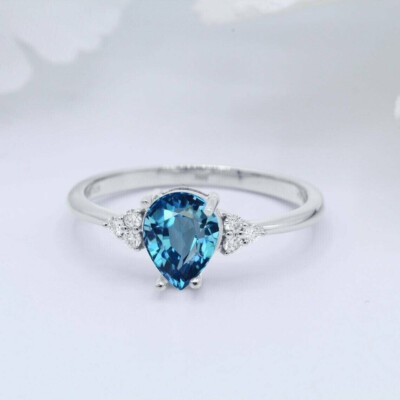 2Ct Pear Cut Simulated Topaz Engagement Solitaire 14k White Gold Plated Ring
