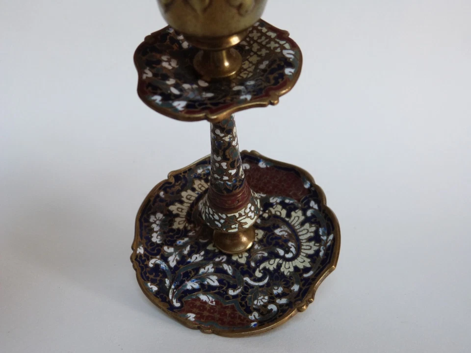 Chandelier en bronze et émail cloisonné Napoléon III style Barbedienne - Photo 3/4