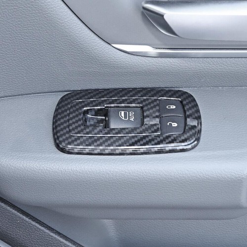 Carbon Fiber Style Armrest Box Switch Cover Trim (2-Piece) For 2019-2024 Dodge RAM 1500