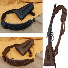 Leather Rifle Gun Cheek Stock with Leather Sling for 12GA .30/30 .22LR .30/06