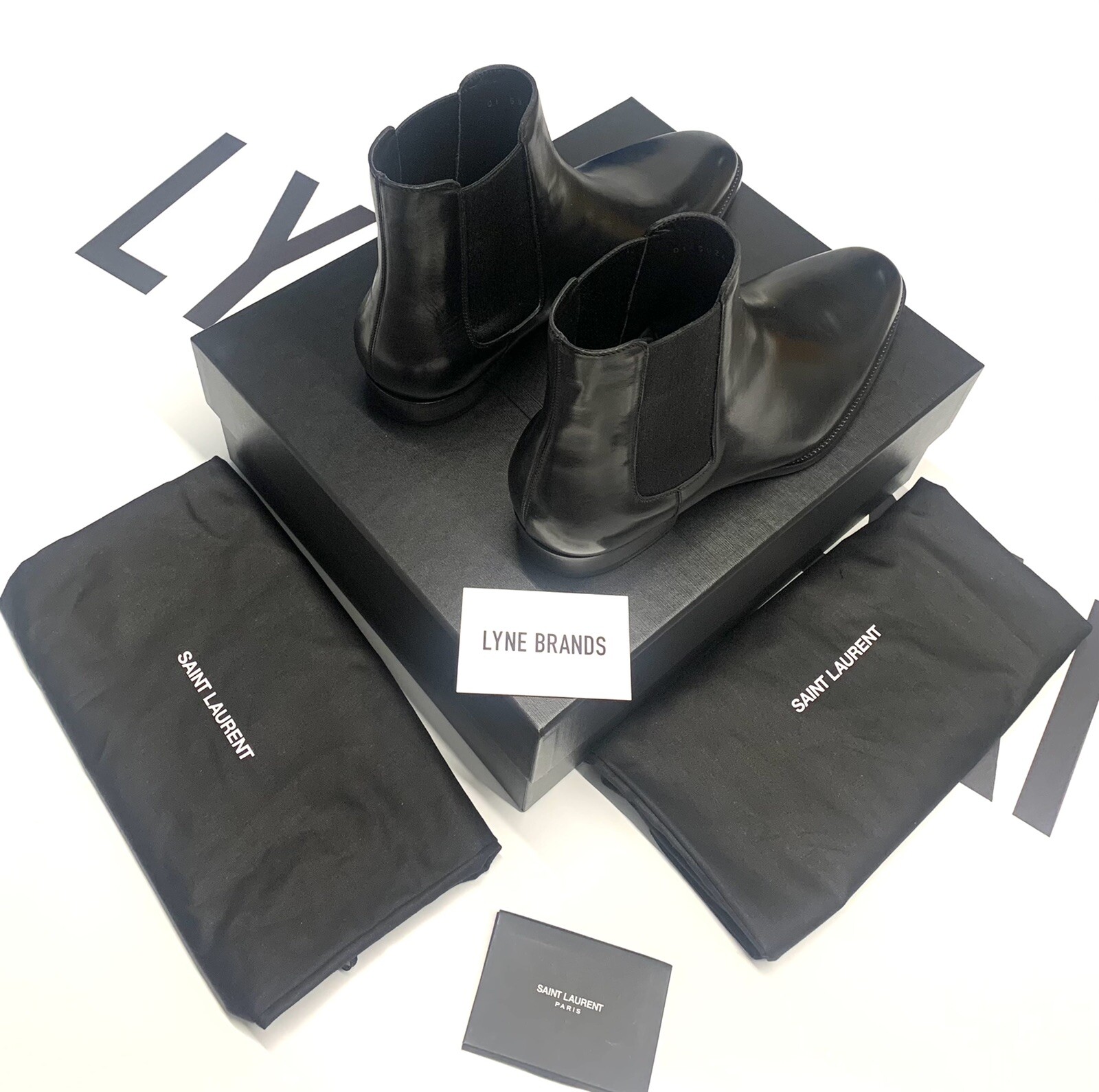 Stivali Chelsea Saint Laurent Wyatt in pelle nera taglia UK 9 EU 43 PREZZO AL PUBBLICO £ 900