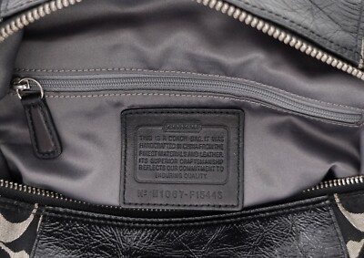 COACH Black C Signature Leather ASHLEY Oversized Boston Bag +